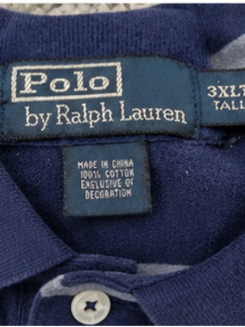 Polo Ralph Lauren Striped Polo Shirt 3XLT Navy Oversized Dadcore Preppy